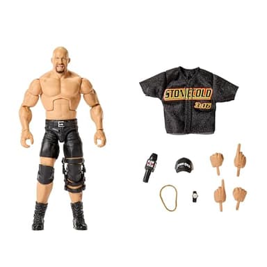 Mattel WWE Elite Action Figure & Accessories, Series #122 Set, 6-inch Collectible “Stone Cold” Steve Austin with 25 Articulation Points & Swappable Hands
