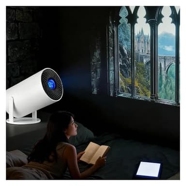 Fake Window Projector, Projector for Reading,Reading Ambience Projectors with Wifi and Bluetooth,±15° Auto Correction, 100" Screen from 2m(1PCS with Screen)