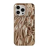 Caseative for iPhone 15 Pro Max Case,Pleated Water Ripple Chrome Wave Pattern Soft Phone Case (Gold)