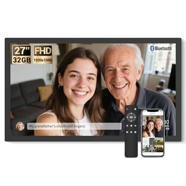 BSIMB Large Digital Picture Frame 27 Inch, 1920x1080 FHD WiFi Digital Photo Frame Electronic 32GB Display, Wall Mount Included, Share Pictures/Videos via App Easy Setup Gifts for Mom(Non-Touch), Black