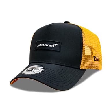New Era Men's Truck Mclaren Automotive Patch Front Trucker Baseball Cap Black, BLACK, osz