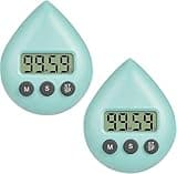 2 Pcs Green Shower Timer for Kids Adults, Digital Shower Clock with Timer, Waterproof Timer with Alarm and Suction Cup, Energy Saver Home KitchenBathroom Clock Timers