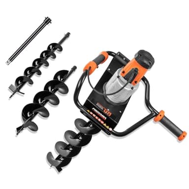 PROYAMA Electric Post Hole Digger, 1700W Corded Earth Auger with 4" 6" 8" Drill Bit, 12" Extension Rod, Reverse Control, 5-Year Warranty Gear Box, Ideal for Post Hole Digging, Drilling, Tree Planting