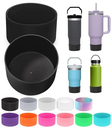 2PCS for Stanley Boot, Silicone Bottom for Quencher Adventure 40oz 30oz IceFlow 20oz 30oz Bottle&for Hydroflask Tumbler 12-24oz for Stanley Cup Accessories Avoid Scratches&Noise