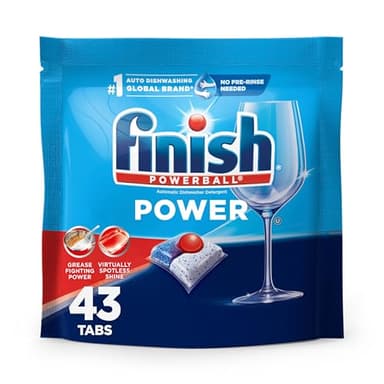 Finish Power Dishwasher Pods, No Pre-Rinse Dishwasher Detergent Soap For Deep Clean & Shine with Degreasing Power, 43 Count