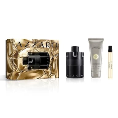 Azzaro The Most Wanted Eau de Parfum Intense 3-Piece Set ($195 Value) — Cologne for Men —Fougère Woody Fragrance, 3.4 fl oz & 0.34 fl oz Travel Size Spray, Hair & Body Wash
