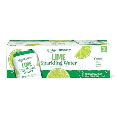 Amazon Grocery, Sparkling Water, Lime, 12 Fl Oz, 12 Cans