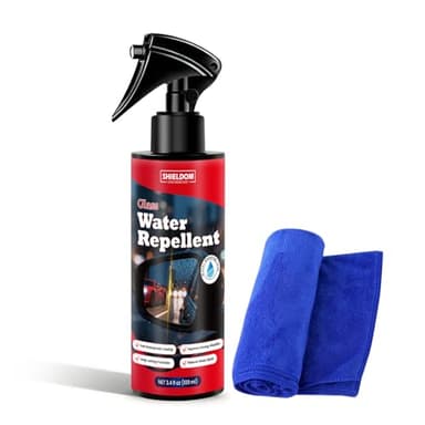 SHIELDOM Windshield Water Repellent Car Glass Rain Repellent Hydrophobic Coating Exterior Glass Treatment Prevents Water Spots Safe on Tinted Windows, Mirrors, Shower Glass & Helmets 100ml/3.4fl oz