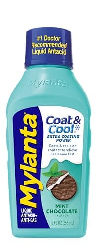 Mylanta Heartburn and Gas Relief, Liquid Antacid, Coat & Cool Formula, Mint Chocolate Flavor, 12 Fl Oz