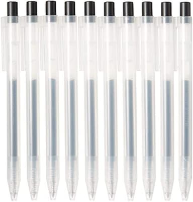 Muji Smooth Gel Ink Ballpoint Pen Knock Type 10-Pieces Set, 0.5 mm Nib Size, Black