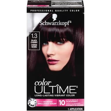 Schwarzkopf Color Ultime 1.3 Black Cherry Hair Dye, Permanent Intense Black with Diamond Brilliance, Fade-Resistant, Covers Grays, All Hair Textures