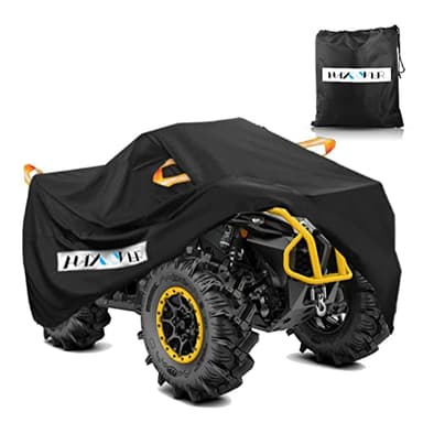 HAYCOVER ATV Cover, Heavy Duty Black Waterproof Oxford Fabric Protective 4 Wheeler Quad Cover for 102" Kawasaki Polaris Yamaha Can-Am Black 102Lx47Wx47H Inch