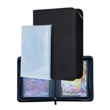 Rayvol Jumbo Card Binder - L Size, Fits 80 Jumbo Cards - Includes 80 L Penny Sleeves, Ringless Binder for Oversized Cards 5.4 * 7.4 Inch