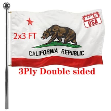 Jayus Double Sided California Republic Sates Flags 2x3 FT Outdoor - Vivid Colors 3Ply Cali CA Bear Flags Banners- Heavy Duty 100% Polyester with 2 Brass Grommets