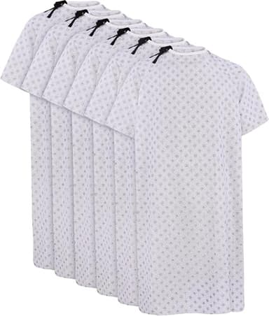 Utopia Care 6 Pack Unisex Hospital Gowns, Long Length Patient Gowns with Back Tie, Comfortably Fits Sizes up to 2XL, Pack of 6, Blue Red Diamond