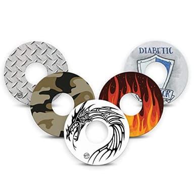 ExpressionMed - Adhesive Patches for Libre 3 & Libre 3 Plus (Pack of 5) - Made in The USA, Waterproof, Non-Fraying, Pre-Cut CGM Sensor Tapes (Warrior Variety Pack)