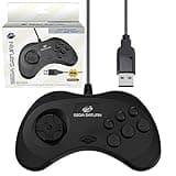 Retro-Bit Official Sega Saturn USB Controller Pad (Model 2) for Sega Genesis Mini, PS3, PC, Mac, Steam, Switch - USB Port (Black)