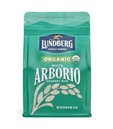 Lundberg Organic Arborio Rice, Rich Flavor, Creamy Texture, Perfect for Risotto, Rice Pudding & Soups, Pantry Staple, Sustainably Farmed, Gluten-Free, Non-GMO, Vegan, 4 lbs.