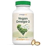 OmegaVia Vegan Omega 3 Supplement, Algae Omega 3 Fish Oil Alternative, 300mg Vegan DHA Omega-3 Fatty Acids, Plant Based, Planet and Ocean Friendly, IFOS 5 Star Tested, 60 Softgels