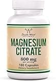 Magnesium Citrate 800mg, 180 Capsules, Digestion & Constipation Support, Vegan Safe, Non-GMO, Double Wood Supplements