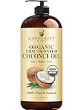 Handcraft Blends Organic Fractionated Coconut Oil - 16 Fl Oz - 100% Pure and Natural - Premium Grade Carrier Oil for Skin and Hair - Hair and Body - Massage
