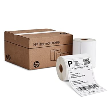 HP 4'' x 6'' Direct Thermal Shipping Labels, 2 Rolls 250 Sheets per Roll, Multipurpose Thermal Labels for Personal or Business Use, Compatible with HP and Other Thermal Label Printers, White