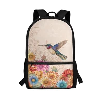 Yruonazao Retro Hummingbird School Bags for Girls 14-16 Bookbags Lightweight School Backpack for Teens Girls 17inch Cute Bookbags Aesthetic for 6Th Grader School Backpack for Men College