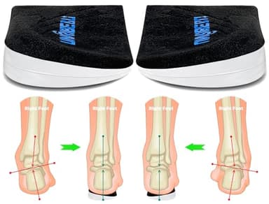 Unribeau 3 Layers Adjustable Supination & Pronation Correction Heel Insoles,Self-Adhesive Medial & Lateral Heel Wedge Inserts for Foot Alignment, Knee Pain, Bow Legs (Black, L: W: 7.5-12 / M: 7-11)