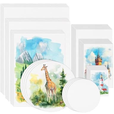 50 Sheets Watercolor Paper Bulk, 8 Sizes White Water Color Paper 140 lb/300 GSM Cold Press Watercolor Paper Easter Gifts for Beginner Artists Child Students Adults Drawing