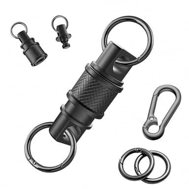 AXKYPRO Quick Release Keychain with Detachable Key Rings-Heavy Duty Retractable Key Chain Clip for Men&Women(Black)
