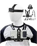 WLPREOE Phone Chest Mount Harness & Head Strap for All iPhones - Hands Free Accessories Kit for POV/VLOG for Immersive Filming Video, Fishing- Body Camera Mount for GoPro and other Action Camera