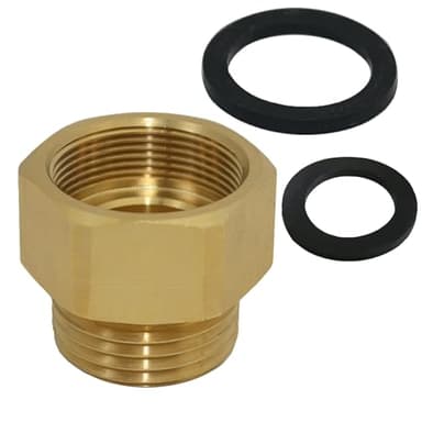 Hose Bib Adapter with Washers Fine Thread (Female), to 3/4 GHT Male Hoses, 1'' ID, Faucet Fitting
