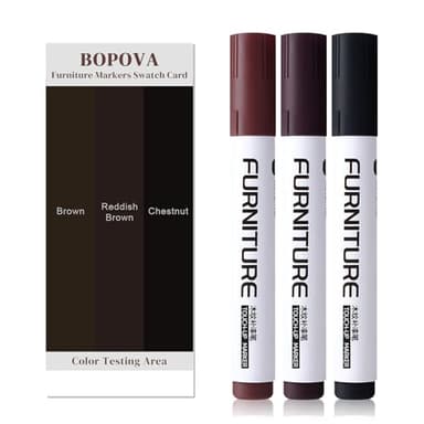 BOPOVA Furniture Markers Touch Up, Scratch Repair Kit, 3 Color Wood Markers for Scratches, Stains, Floors, Tables, Desks, Cabinets, Bedposts (Brown, Reddish Brown, Chestnut)