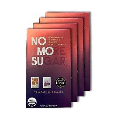 NOMOSU | Organic 72% Dark Chocolate Bar | 60g | 4 Pack | Sugar Free | USDA Organic | Keto & Low Carb Friendly | Vegan | Smooth Bold Flavor | Guilt Free Chocolate Snack