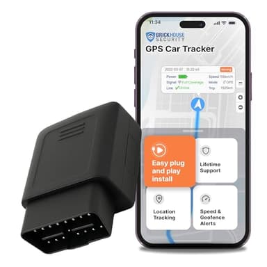 Brickhouse Security GPS Tracker for Vehicles- TrackPort OBD II Tracking Device- Tracker for Car Location and Speed- Mini OBD GPS Tracker for Vehicles- GPS Trackers- Subscription Required