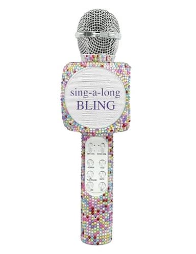 Wireless Express - Sing-Along Bling Bluetooth Karaoke Microphone and Bluetooth Stereo Speaker All-in-One (Confetti Bling)