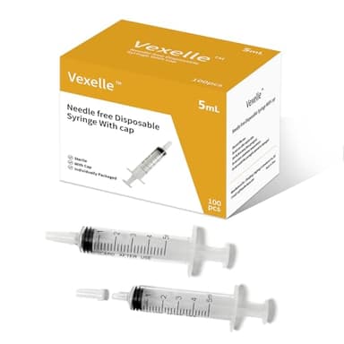 100 PCS 5ml Syringe with Cap for Liquid, Oral Syringe without Needle for Medicine Dropper, Colostrum Collect, Feeding Pets, Liquid Measuring, sterile Individually Sealed, Luer Slip