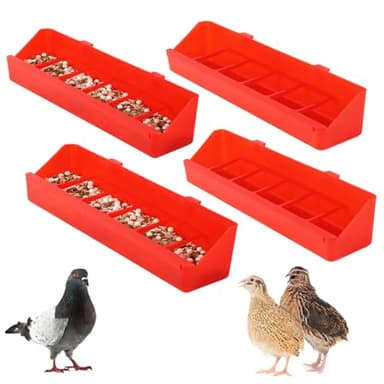 4 Pack No Mess Quail Feeder Removable 6 Slots Hanging Chicken Feeder Trough Water Trough for Pigeon Parrots Chicks Quail Duck Bird Poultry Animal