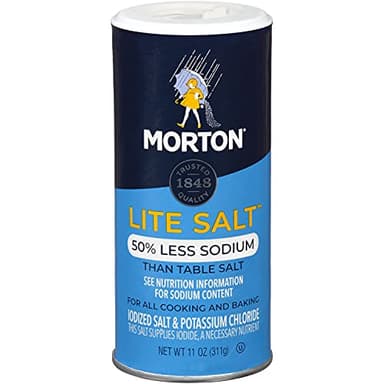 Morton Lite Salt, (11 oz), 6-Pack, Low Sodium Salt for Cooking, Seasoning & Baking