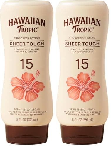 Hawaiian Tropic Sheer Touch Lotion Sunscreen SPF 15, 8oz | Hawaiian Tropic Sunscreen SPF 15, Sunblock, Broad Spectrum Sunscreen, Oxybenzone Free Sunscreen, Body Sunscreen SPF 15, 8oz (Pack of 2)