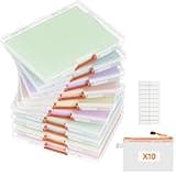 Lifewit 10 Pack Plastic Multi-purpose Storage box, A4 Size, 10 Extra Zipper Bags, Sticker Label, Portable Project box with Latching Lid and Handle, for Small Card Game, Paper, File, Craft Supplies