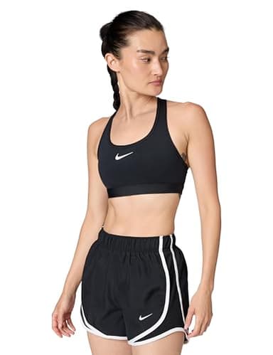 Nike Women's Swoosh Medium Support Padded Sports Bra, Black/White, Medium
