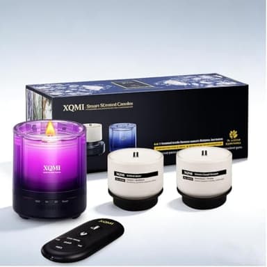 XQMI Smart Scented Candles with Remote, Natural Soy Wax with up to 35H Burn Time, Ideal for Creating a Welcoming Home Perfect for Gifting(3 Pack Gift Set)