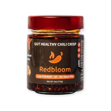 Redbloom Gut-Healthy Chili Crisp - Organic Chili Oil, No Seed Oils, Low-Fodmap, Vegan, Crunchy Hot Sauce, Good on Everything, 6oz (Pack of 1) - Hot Dopamine