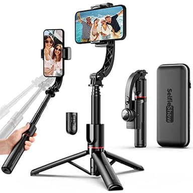 Smartphone Gimbal Stabilizer with Remote, Aluminum Extendable Selfie Stick Tripod, 360° Automatic Rotation, Auto Balance for Live Video Recording, Vlogging, YouTube Compatible with iPhone and Android