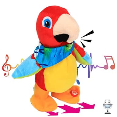 Hopearl Talking Parrot Repeats What You Say Walking Electric Interactive Animated Toy Speaking Plush Buddy Gifts for Toddlers Birthday Festival Holiday, 8''