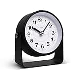 Analog Alarm Clock, Silent Non-Ticking Quartz Movement, Battery-Operated with Snooze & On-Demand Light, Easy to Set Gentle Wake Bedside Desk Clock, Ideal for Home, Travel, Office (Black)