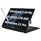 ASUS Vivobook S 16 Flip 2-in-1 Laptop (16" FHD+ Touchscreen, Intel 14-Core i9-13900H, 40GB RAM, 1TB SSD, IST Stylus) for Creator, Photographer, Designer, Backlit KB, Win 11 Pro w/AI Copilot, Black