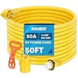 Kohree 50' RV Extension Cord 50 Amp Generator Cord, 50 Amp RV Power Cord with Grip Handle, NEMA 14-50P to SS2-50R Twist Lock, 30M/50F Adapter Included, 6/3+8/1 Gauge STW Wire, ETL Listed