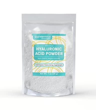 Unpretentious Hyaluronic Acid Powder (1 oz) Food & Cosmetic Grade, Clear Resealable Bag
